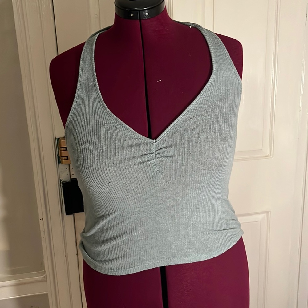 Free People light teal halter top. Out from under.